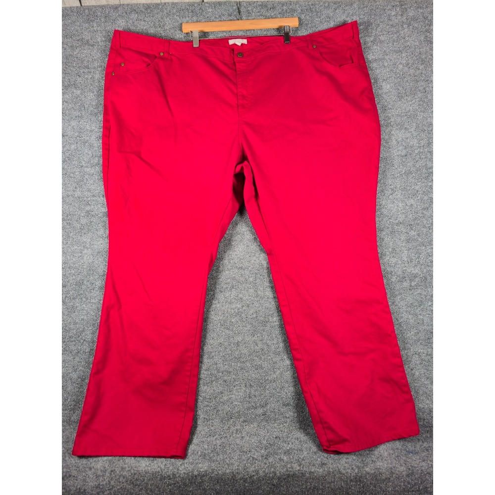 Woman Within Red Flare Leg Jeans Pants Plus Size 38W Tall‎
